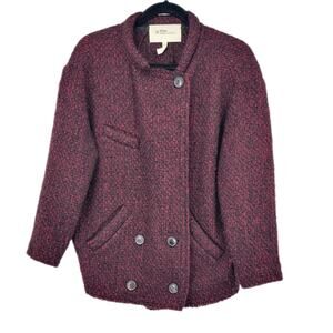 Isabel Marant Étoile Black Burgundy Tweed Cardigan Jacket Coat Size 2 US Small